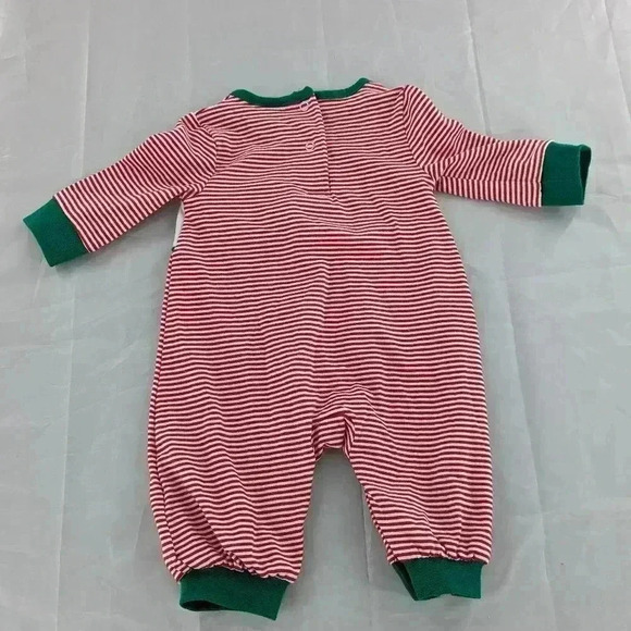 Red Stripped Long Sleeve Gingerbread Romper Size 6 Months - Picture 4 of 6